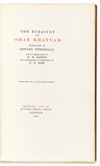 Khayyam, Omar (1048-1131) & Edward Fitzgerald, trans. (1809-1883) Rubaiyat of Omar Khayyam, finely bound limited edition.
